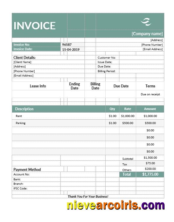 Commercial Lease Invoice